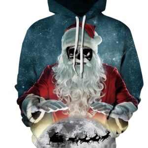 Long Sleeve Christmas Skull Santa Pattern 3D Painted Hoodie