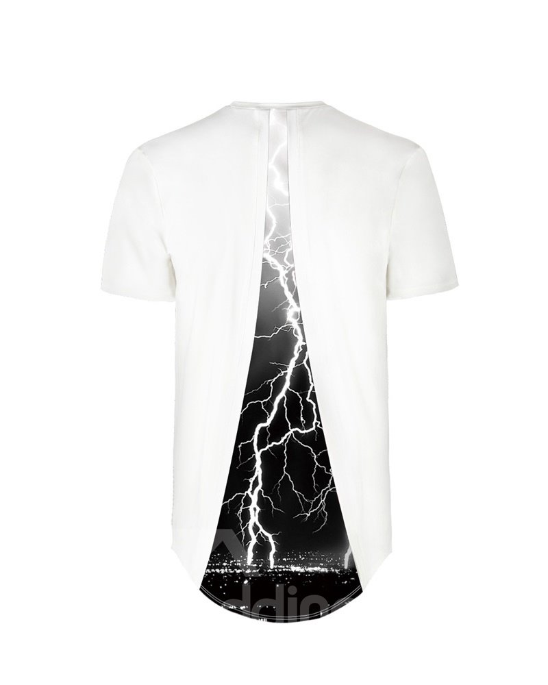 Lightning Over the City Pattern Back Of Clothe 3D Painted T-Shirt - Image 2