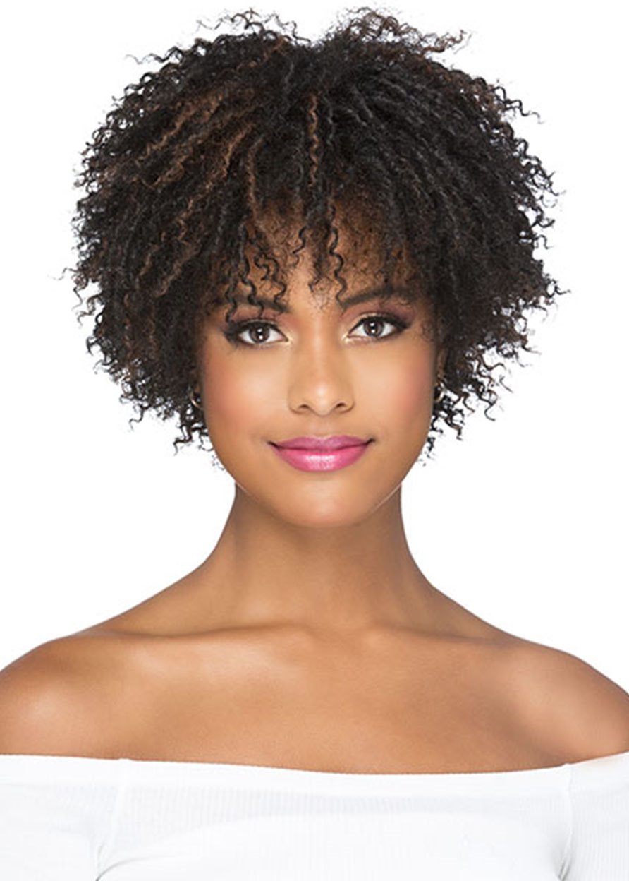 Short Afro Curly Hairstyle Women's Kinky Culry Synthetic Hair Capless 12 Inches 120% Wigs - Image 53