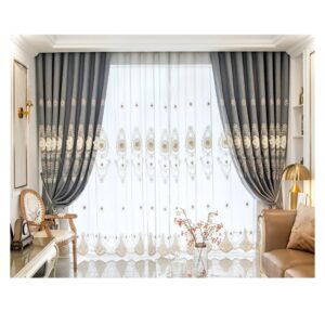 Vintage Embroidery Tulle Blackout Noble Sheer Curtain for Living Room Bedroom Window Decor Custom 2 Panels Drapes Breathable Voile