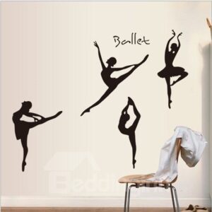 Gracious Black Ballet Girl Pattern Wall Stickers