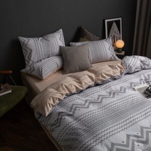 Modern Gray 4-Piece Bedding Set Duvet Cover Set Cotton 1 Duvet Cover 1 Flat Sheet 2 Pillowcases Soft Comfortable Durable