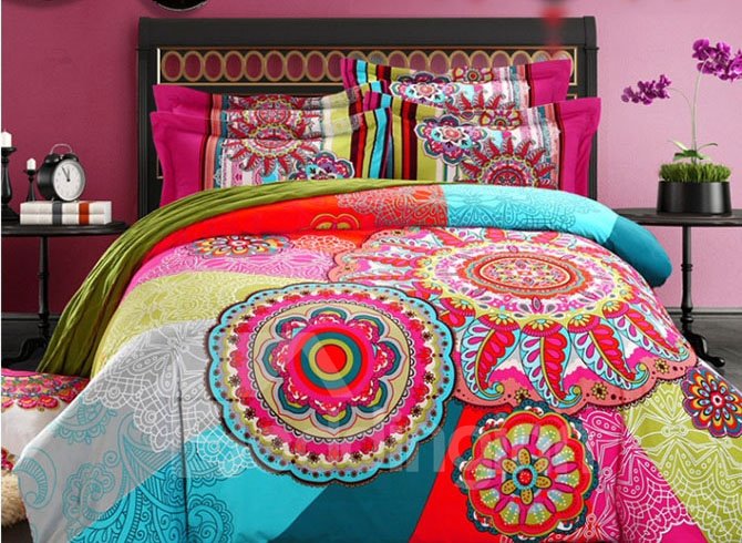 US Only Bohemian Exotic Vintage Boho Style Cotton 4-Piece Bedding Sets/Duvet Cover - Image 2