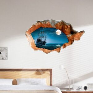 Amazing Scenery of Lake at Night 3D Wall Sticker