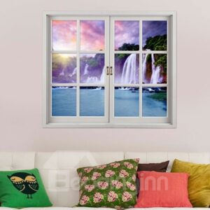 Majestic Waterfall Window View 3D Wall Sticker