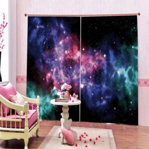 Creative 3D Fantasy Universe Blackout Curtains Custom 2 Panels Drapes for Living Room Bedroom No Pilling No Fading No off-lining Polyester