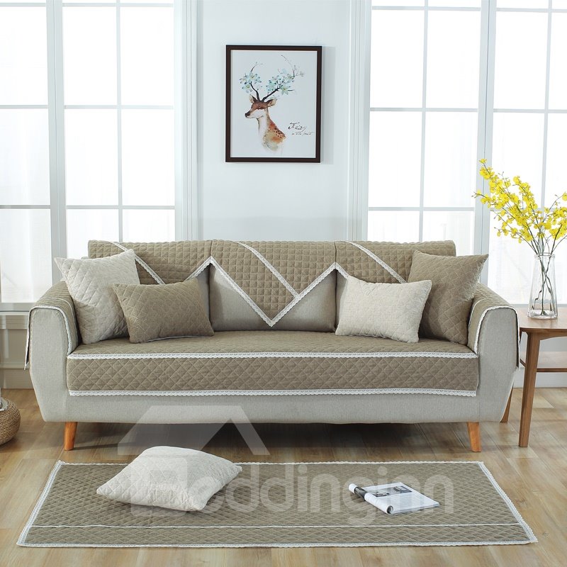 All Seasons Pure Color Simple Style Prevent Stains Sofa Covers - Image 4