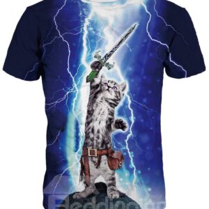 Short Sleeve Unisex Cat Wave Sword 3D Pattern T-Shirt
