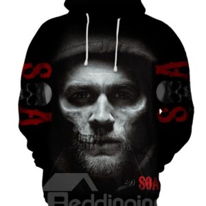 Unisex Skull Pattern Printed Realistic Casual Style 3D Painted Hoodie