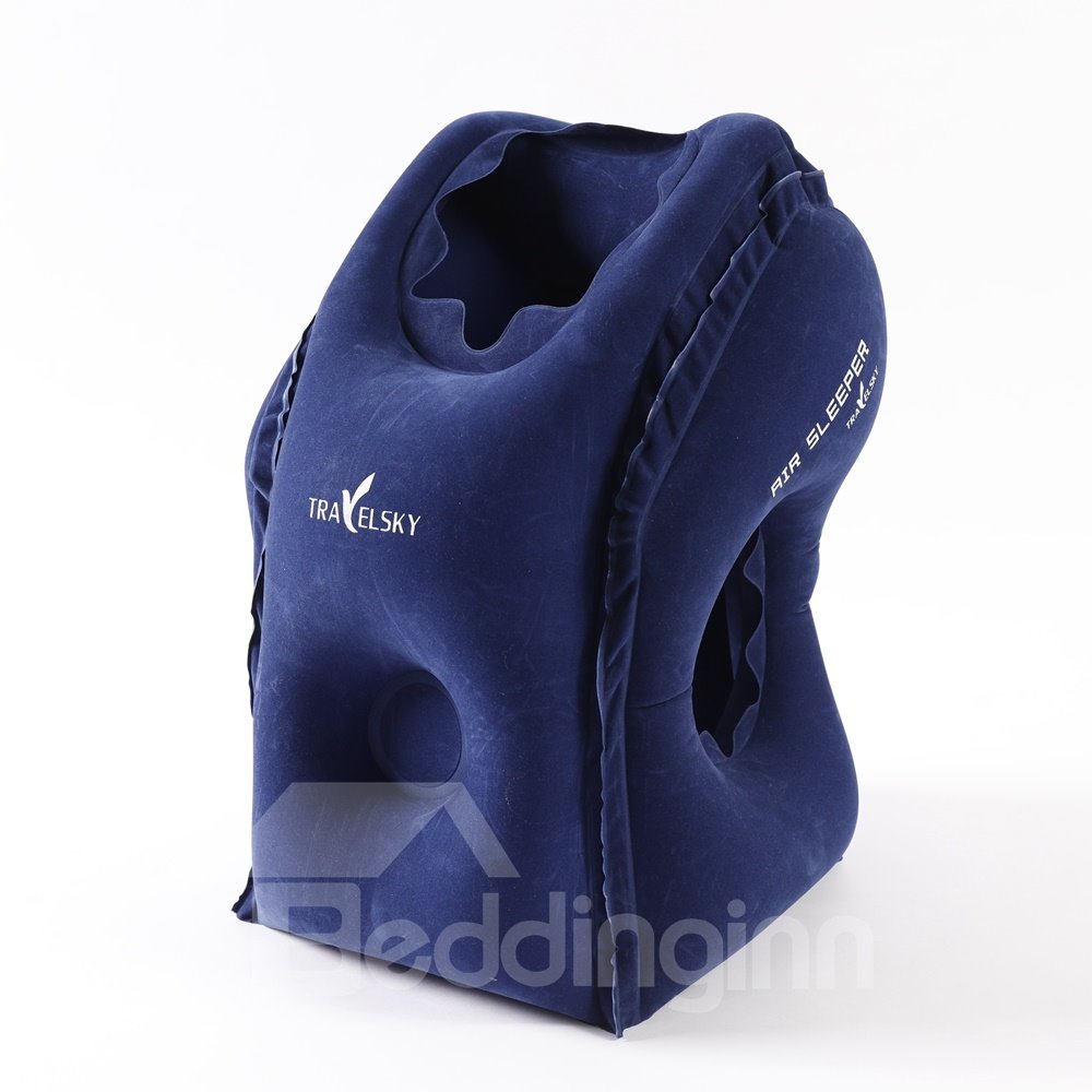 PVC Flocking Inflatable Wedge Neck Travel Pillow