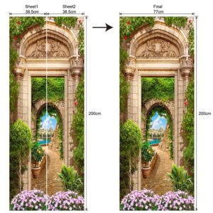 3D European Landscape Waterproof Self-Adhesive Door Murals Removable DIY Door Decals for Home Decoration