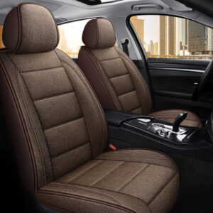 Linen Cotton Car Seat Covers Simply Styles Waterproof Car Seat Cushion Including Front and Back Row Universal Fit to SUV Sedan Trucks