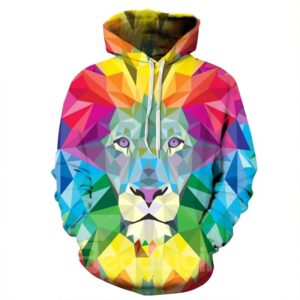 Soft Long Sleeve Colorful Lion Face Pattern 3D Painted Hoodie