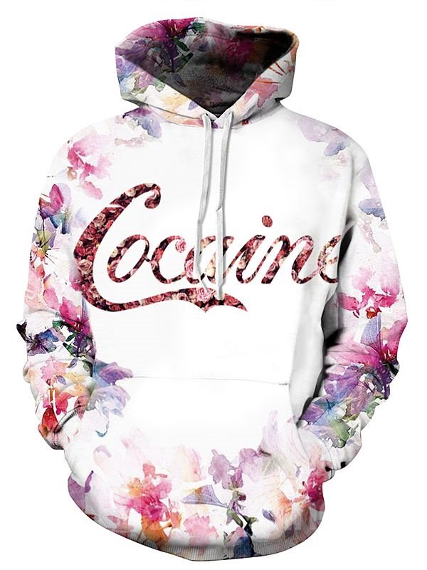 Pretty Long Sleeve Cocaine Flower Pattern 3D Painted Hoodie - Image 6
