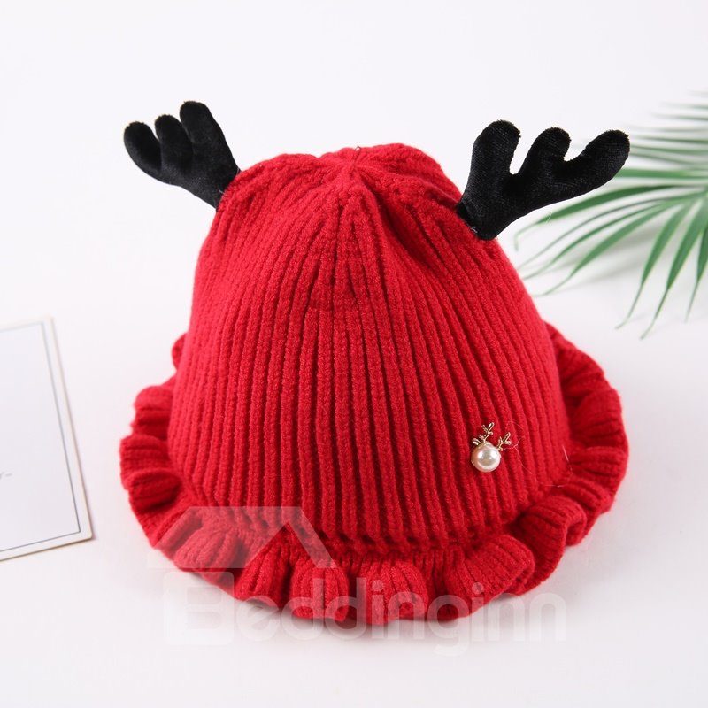 Falbala Cute Domed Knitted Brimless Deer-ear Winter Baby Hat - Image 3