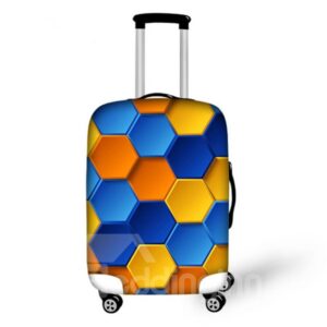 Lovely Hex-angular Grid Pattern 3D Painted Luggage Cover