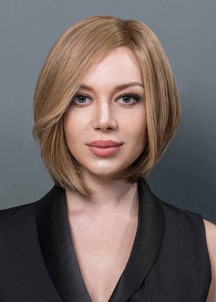 Short Bob Hairstyles Women's Natual Straight Human Hair Capless Wigs 12Inch - Image 26