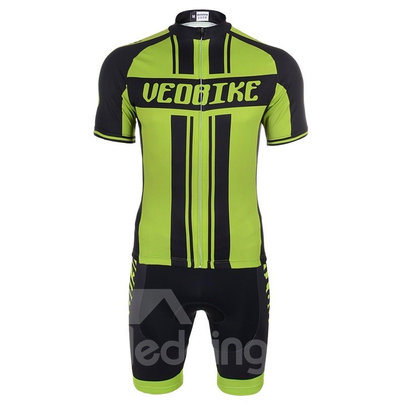 Men's Cycling Clothing Set Breathable Quick Dry Jersey Glitter Green