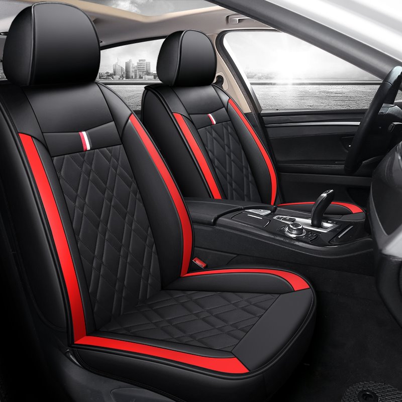 Simple Style 5PCS Car Seat Covers Full Set with Waterproof Leather Airbag Compatible Automotive Vehicle Cushion Cover Universal Fit for Most Cars £¨Ford Mustang and Chevrolet Camaro are Not Suitable£© - Image 2