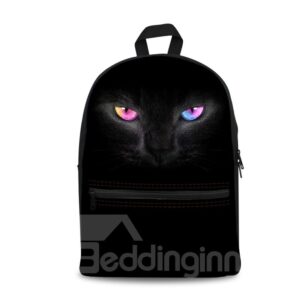 Black Cat with Sparking Eyes 3D Pattern School Outdoor for Man&Woman Backpack