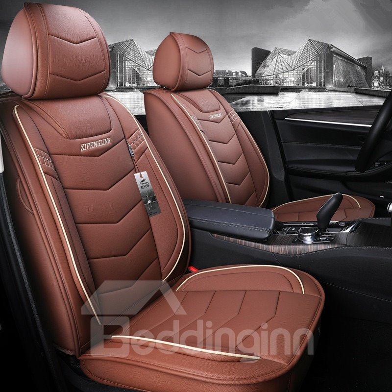 5-Seater Wear Resistant Durable Unfading Man-Made Leather Business Style Plain Pattern Truck/ Car Seat Cover - Image 3