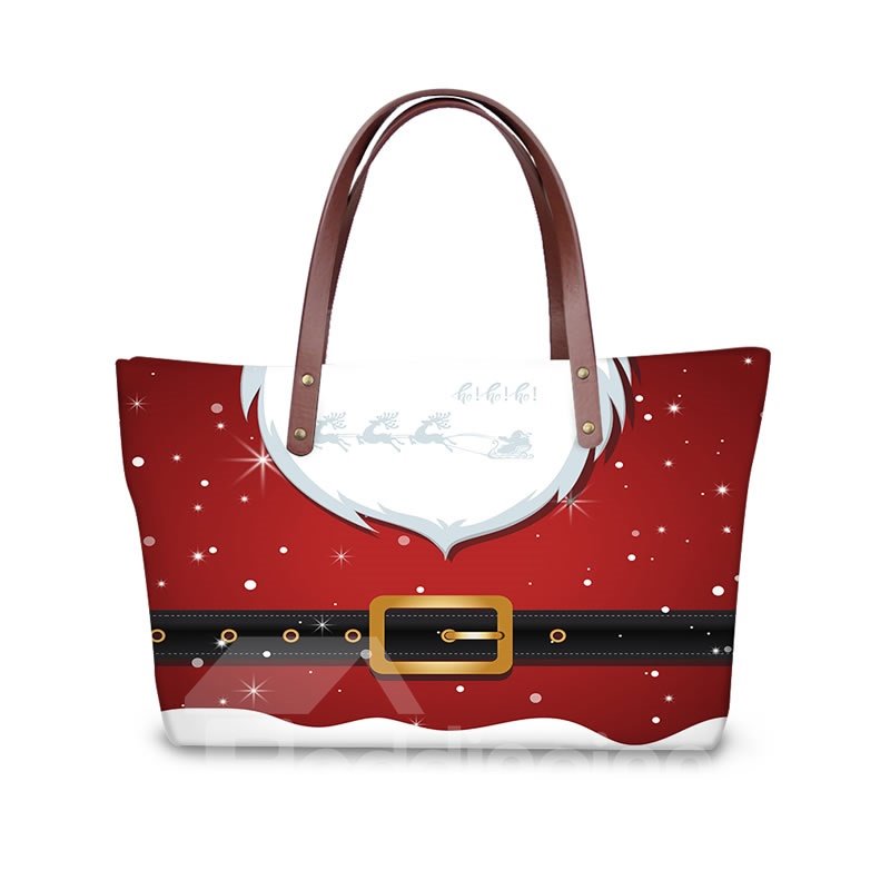 Christmas Santa Cloth Waterproof 3D Printed Shoulder Handbag