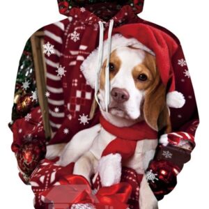Unique Long Sleeve Lovely Dog Pattern Front Pocket 3D Painted Hoodie