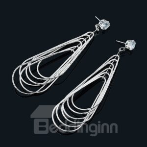 Metal Multilayer Water Drop Geometric Pattern Retro Exaggerated Earrings ?