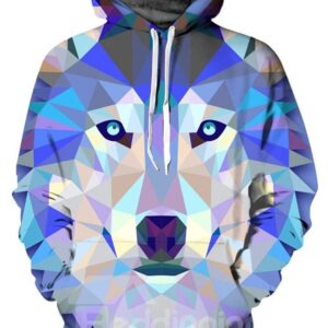 Long Sleeve Geometric Rhombus Wolf Pattern 3D Painted Hoodie