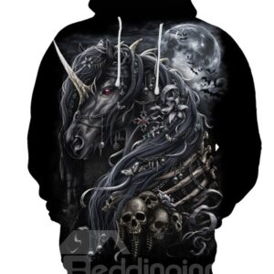 Unisex Loose Model Kangaroo Pocket Lightweight 3D Painted Hoodie