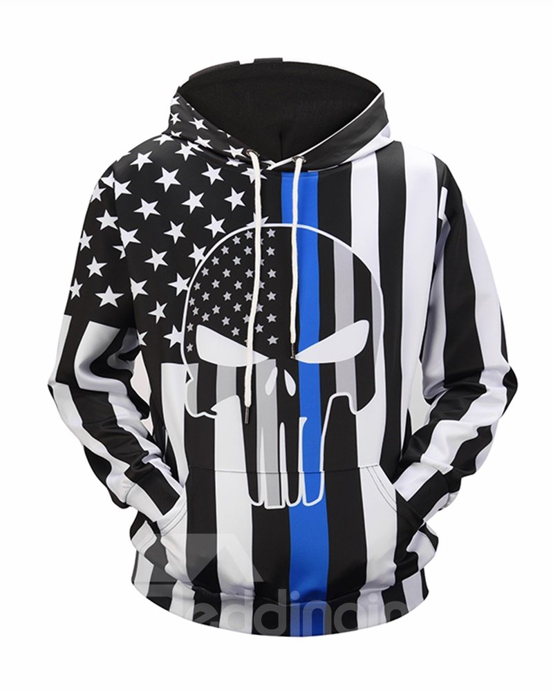 Lightweight Pullover Kangaroo Pocket Pullover 3D Painted Hoodie