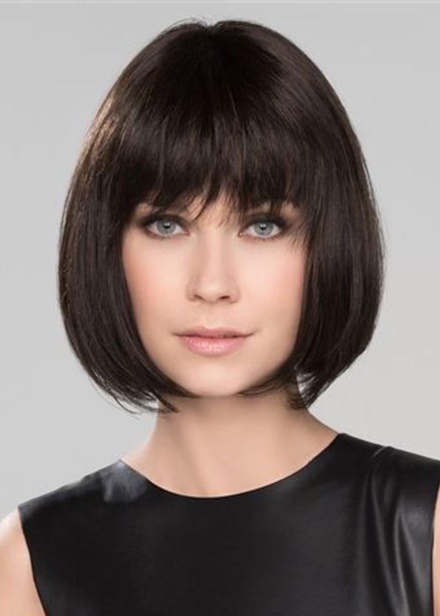 Short Bob Hairstyles Women's Natural Looking Straight Synthetic Hair Wigs With Bangs Capless Wigs 12Inch - Image 7