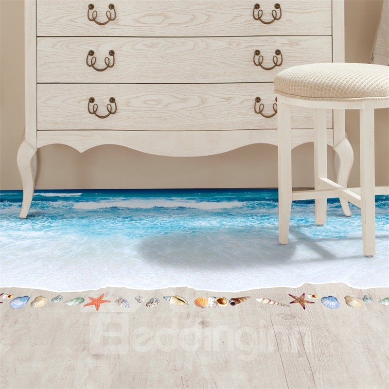 3D Beach Pattern PVC Waterproof Eco-friendly Floor Stickers