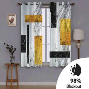 Modern 3D Creative Curtain Blackout Decoration 2 Panels Drapes for Living Room Bedroom Thick Shading Polyester for Good Privacy Heat Insulation and Windproof Environmentally Friendly