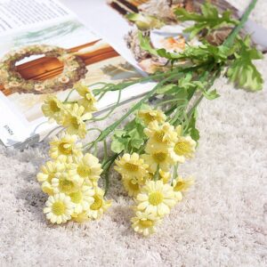 Artificial Flowers Daisy Flower Artificial Daisies Bouquet Fake Plant Bonsai for Home Office Wedding Decoration Table Centerpieces Arrangement Windowsill Decor