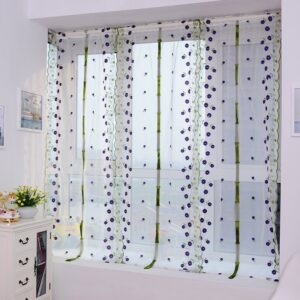 Decoration and Blackout Silk Sheer Purple Flowers Country Style Roman Sheer Shade