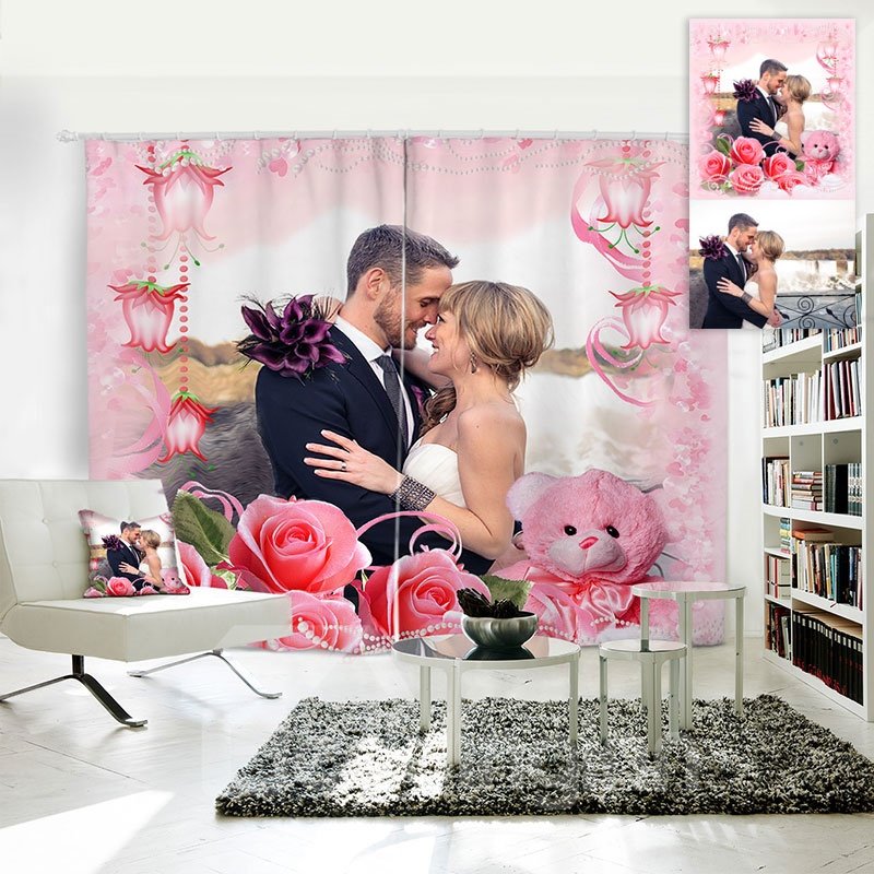 3D Personal Picture Customization Creative Polyester Curtain - Image 2