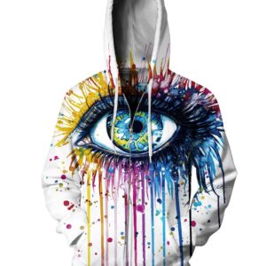 Long Sleeve Colorful Big Eyes Pattern 3D Painted Hoodie