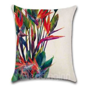 Plant Pattern Modern Style Linen Material Reactive Printing Technics Pillow Case