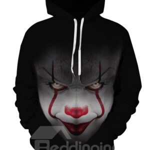 Cool Clown Vibrant Color Pullover Unisex Athletic 3D Painted Hoodie