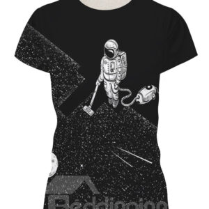 A Astronaut Cleans up space garbage Round Neck 3D Painted T-Shirt