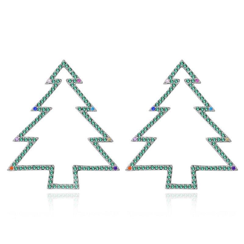 Exquisite Simple Green Christmas Tree Frame Earrings ?
