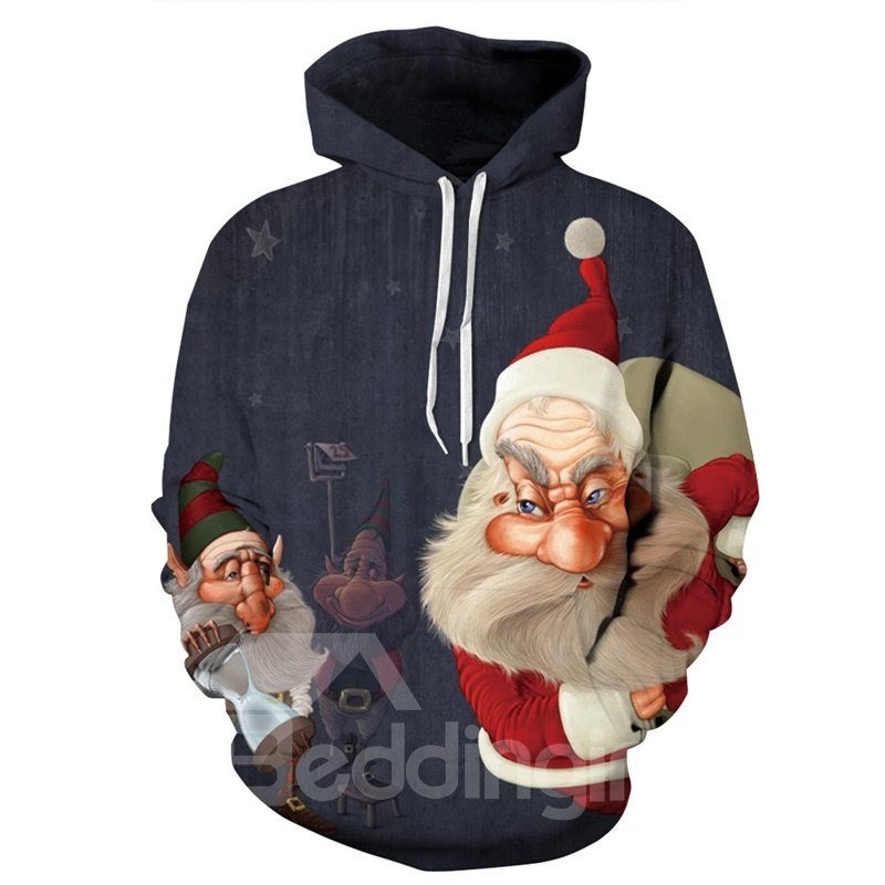 Long Sleeve Strange Santa Claus 3D Christmas Pattern Hoodie - Image 6