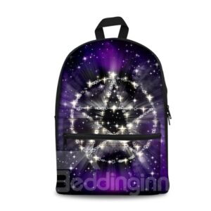 3D Purple Galaxy Five-pointed Star School Backpack for Boys Girls Fashion Durable Book Bag