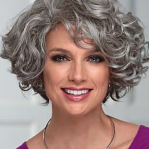 Elegant Women's Mid-Length Wig With Face-Framing Layers Of Loose Curly Synthetic Hair Capless Wigs 16Inch