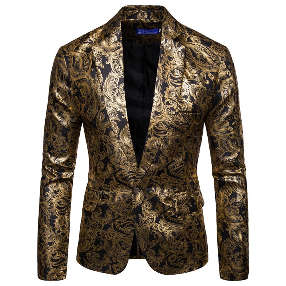3D Glossy Bronzing Printing Men's Suit Jackets Single-Breasted One Button Casual Dress Coats Slim Fit Leisure Blazer - Image 5