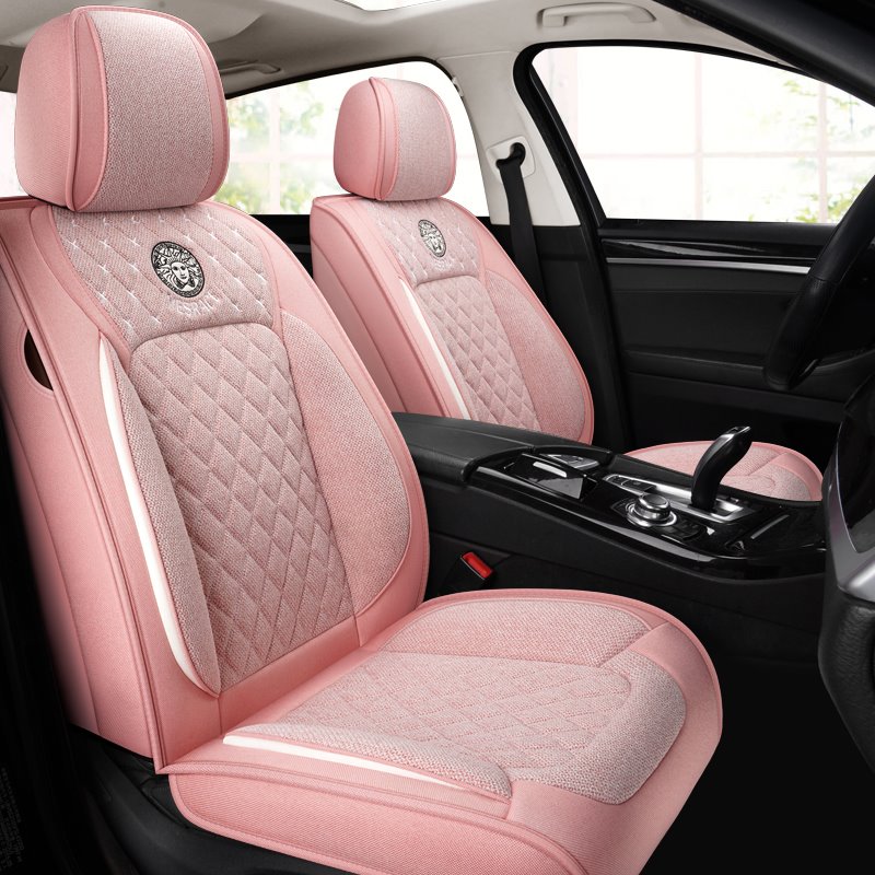 Cloth Car Seat Cover Synthetic Linen Fabric Waterproof Washable Breathable Seat Cushion Front and Rear Full Set Universal Fit for Sedan SUV Truck - Image 5