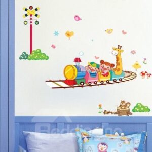 Lovely Cute Cartoon Happy Train and Animal Print Wall Stickers