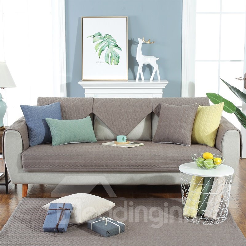 Modern Style Anti-Slip Cotton Pure Color Water Resistant Sofa Covers - Image 6