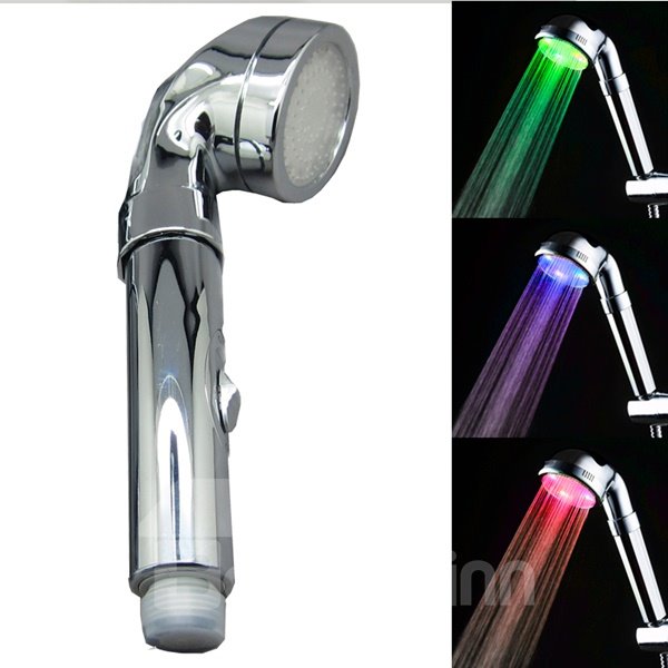 Wall-Mount Led Temperature Sensor 3 Colors Changing Bathroom Shower Head with ON/OFF Handle Switch